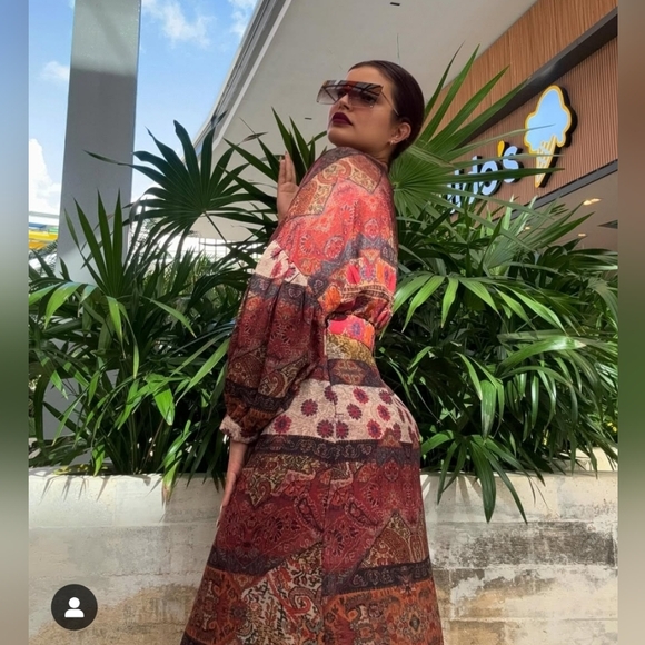 ZARA BOHO PATCHWORK PRINTED MIDI DRESS - Picture 3 of 11